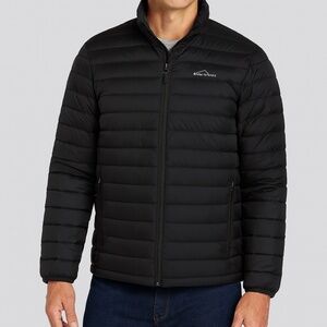 Eddie Bauer EB650 Men’s Black Down Puffer Jacket — Wide‑Channel Quilted - XL